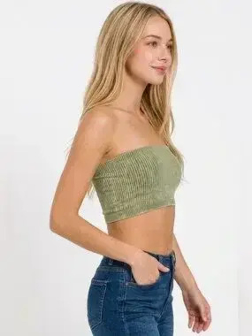 Zenana Washed Ribbed Seamless Tube Top - Picture 3 of 4